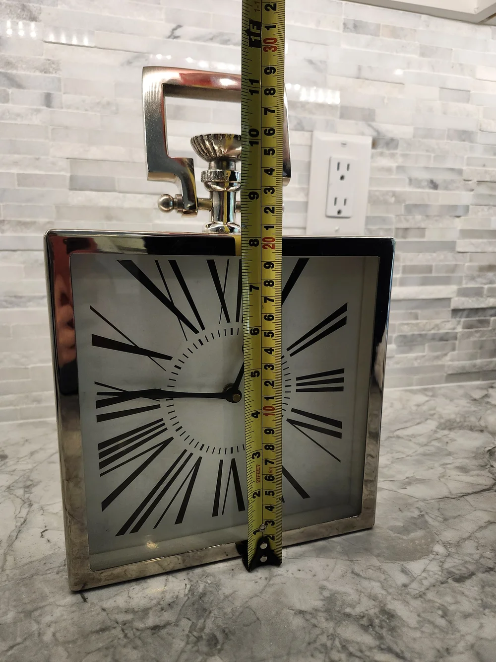 Modern Silver Roman Numeral Table Clock | RH Inspired Decor